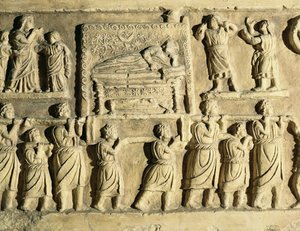 Rilievo che raffigura una scena funebre da Roman